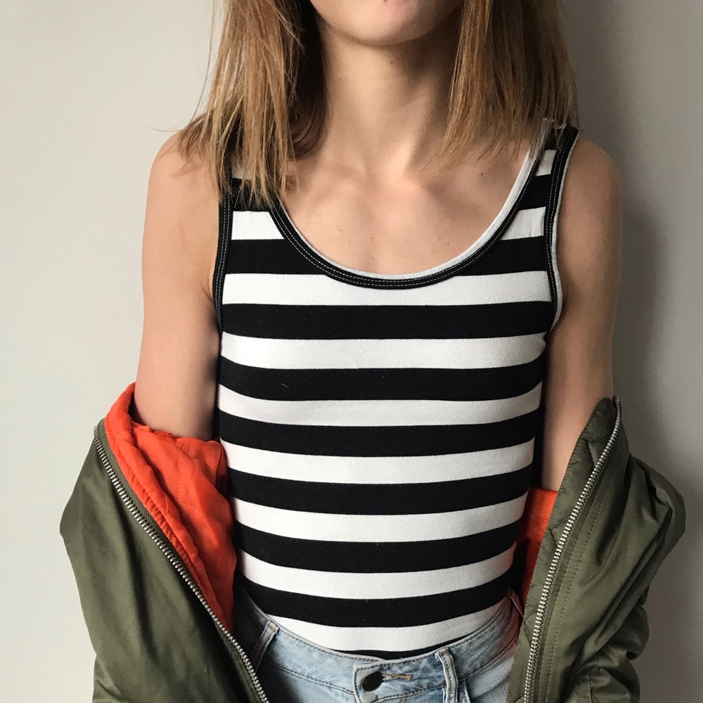 Pacsun Black and White Striped Body Suit